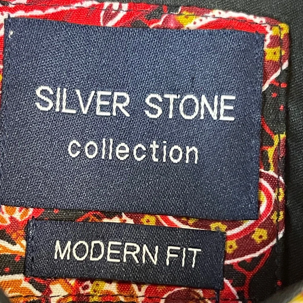 SILVER STONE Collection Modern Fit Men's Long Sleeve Button Down Shirt L Paisley